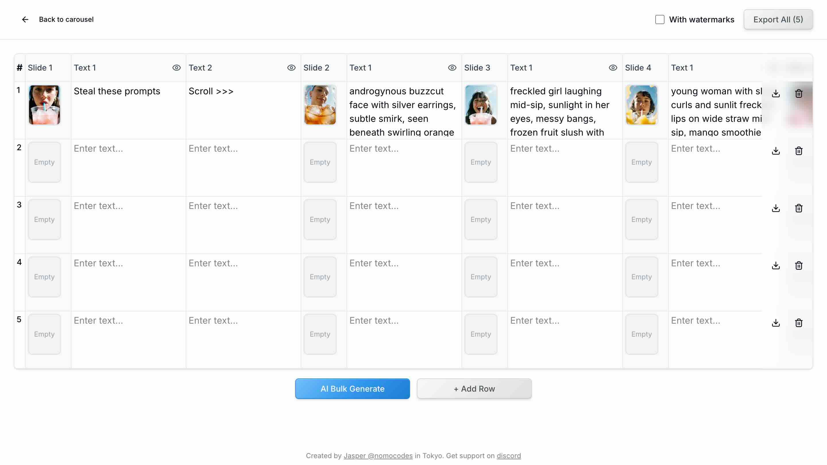 Bulk generate to scale